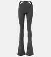 Attico Cutout Jersey Flared Pants In Black