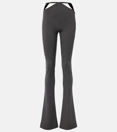 Attico Cutout Jersey Flared Pants In 灰色