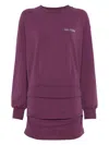 Attico Ruched Cotton-blend Fleece Minidress In Purple