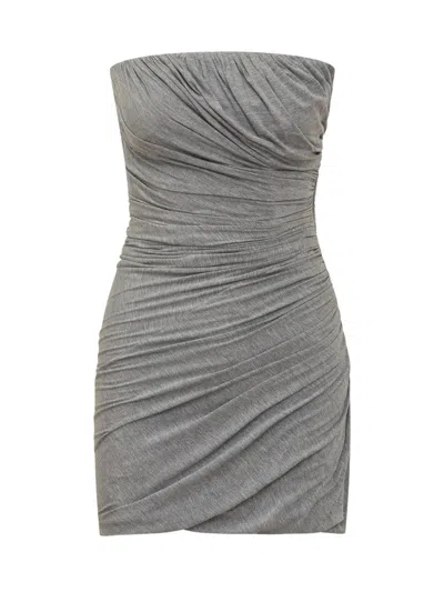 Attico Draped Bustier Mini Dress In Grey