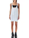 Attico White Cotton Flat Ribbed Jersey Tank Top In Light Blue