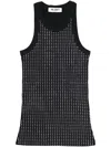 Attico Fitted Midi Dress With Shimmering Embellishments In Black
