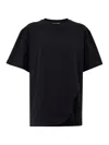 Attico The  Black Cotton T-shirt With Front Embroidered Logo And Side Vent In Black