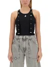 Attico Ribbed Knit Cotton Tank Top In Black