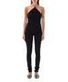 Attico Draped Halter Neck Jumpsuit With Ruched Detailing