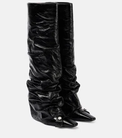 Attico Juno 95 Leather Knee-high Boots In Black