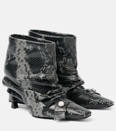 ATTICO JUNO 95 SNAKE-EFFECT LEATHER ANKLE BOOTS