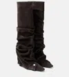 Attico Juno 95 Suede Knee-high Boots In Grey