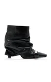Attico Juno Leather Ankle Boots With Heel In Black