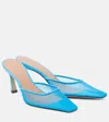Attico Juno Leather-trimmed Mesh Mules In Bright Light Blue