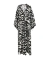 Attico Kaftan In White And Black Zebra Print Muslin In Black