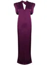 Attico Long Double Satin Dress In Purple