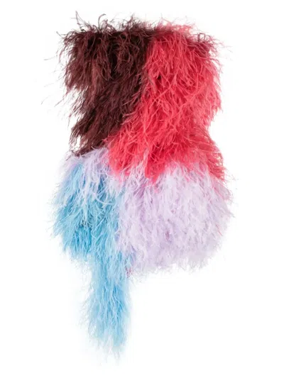 Attico Keri Feather-embellished Minidress In Multi