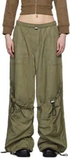 Attico Women's Wide Leg High-waisted Pants With Adjustable Elastic In Military In 828 Military Green