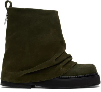 Attico Khaki Mini Robin Combat Boots In Green