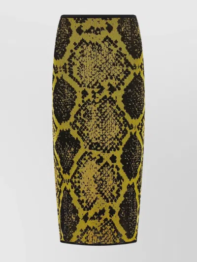 ATTICO KNEE-LENGTH BODYCON PYTHON PRINT SKIRT