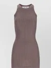 Attico Knee Length Dress Studded Embellishments In Brown