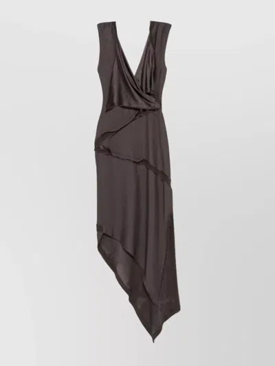 ATTICO KNEE LENGTH DRESS WITH ASYMMETRIC HEM