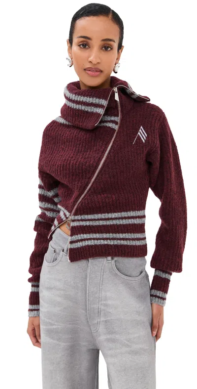 Attico Knit Cardigan Burgundy In Brown