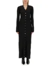 Attico Long Cardigan Dress In Black