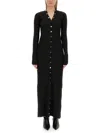 Attico Long Cardigan Dress In Black