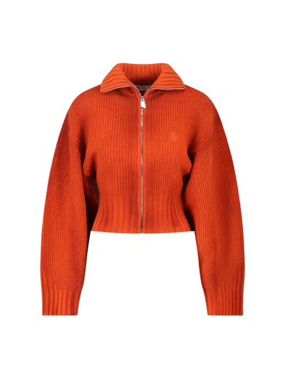 Attico Ribbed Knit Cropped Sweater In Orange
