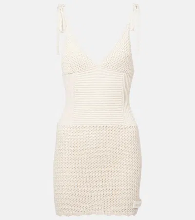 Attico Crochet Tie-strap Dress In Neutral