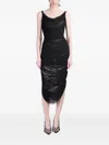 Attico Black Fringed Viscose Blend Knit Midi Dress