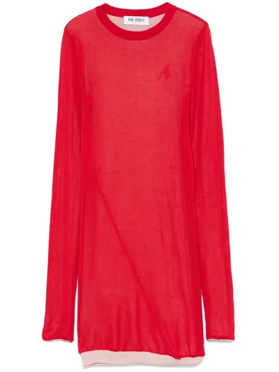 Attico Knitted Mini Dress In Red