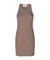 Attico Knitted Ribbed Dress In Brown