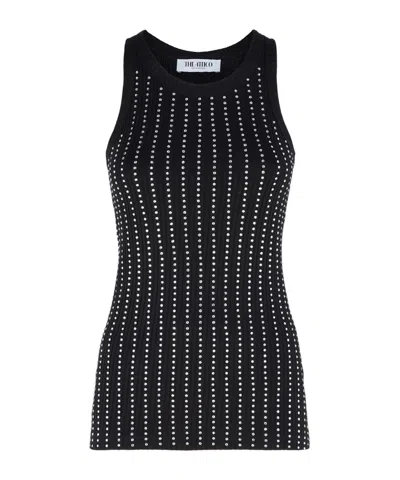 Attico Knitted Ribbed Vest In Black