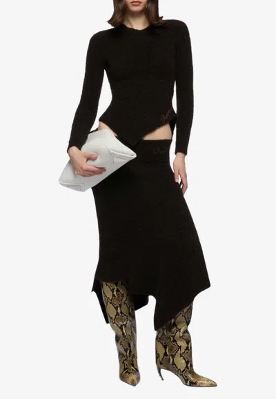 Attico Knitted Wrap Sweater In Black