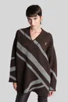 Attico Oversized Knit Sweater Geometric Design In Green