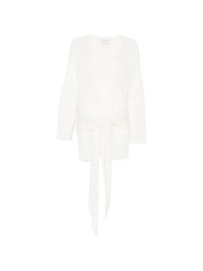 Attico Knot-detail V-neck Mini Dress In White