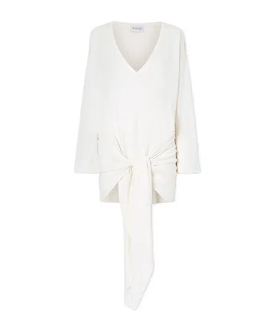 Attico Knotted Perforated Jersey Mini Dress In White