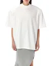 Attico Kylie Mock Neck Plain Relaxed Fit Tshirt In White