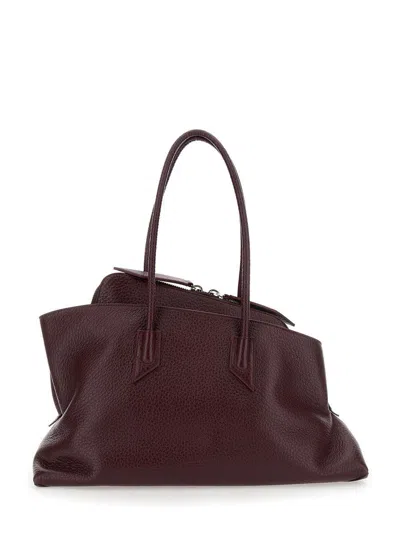 Attico 'la Passeggiata' Bordeaux Shoulder Bag With Two Top Handles In Red