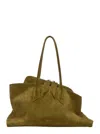 Attico La Passeggiata Green Shoulder Bag With Two Top Handles In Leather Suede Woman In Metallic
