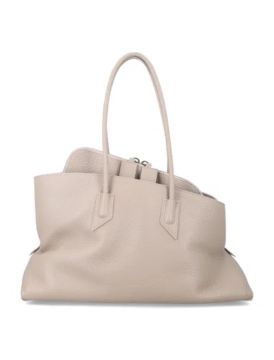 Attico La Passeggiata Hammered Leather Tote In Neutral
