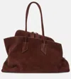 Attico Silver Suede Tote Bag In Brown
