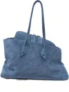 Attico La Passeggiata Leather Shoulder Bag In Blue