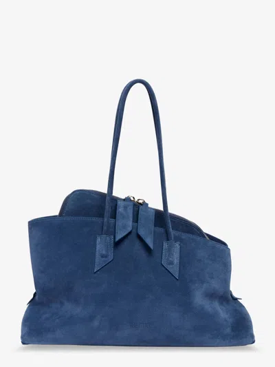 Attico La Passeggiata Leather Shoulder Bag In Blue