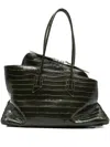 Attico La Passeggiata Croc Embossed Medium Tote Bag In Black