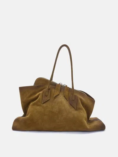 Attico ''la Passeggiata Large'' Green Top Handle In Green Brush