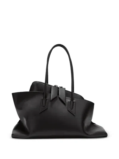 Attico La Passeggiata Medium Brown Shoulder Bag With Two Top Handles And Top Zip Closure In Suede Woman