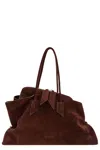 Attico Medium La Passeggiata Brushed Suede Shoulder Bag In Brown