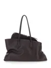 Attico La Passeggiata Medium Brown Shoulder Bag With Two Top Handles And Top Zip Closure In Suede Woman In Brown