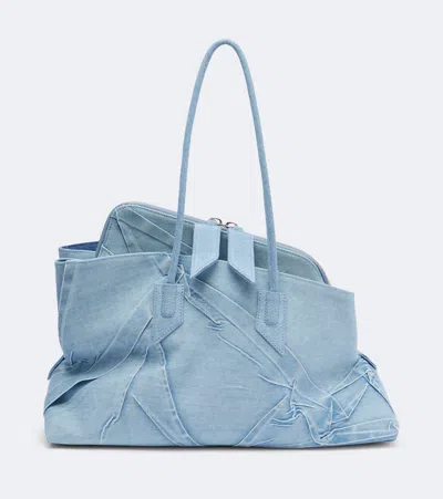 Attico La Passeggiata Medium Denim Tote Bag In Blue