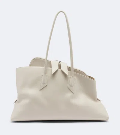 Attico La Passeggiata Medium Leather Tote Bag In White