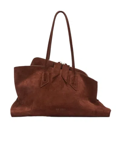 Attico La Passeggiata Suede Tote Bag In Brown